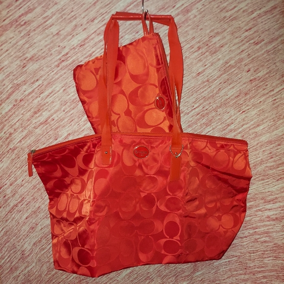 Coach Nylon Packable Weekender Bag - RED ❤ - Picture 8 of 15